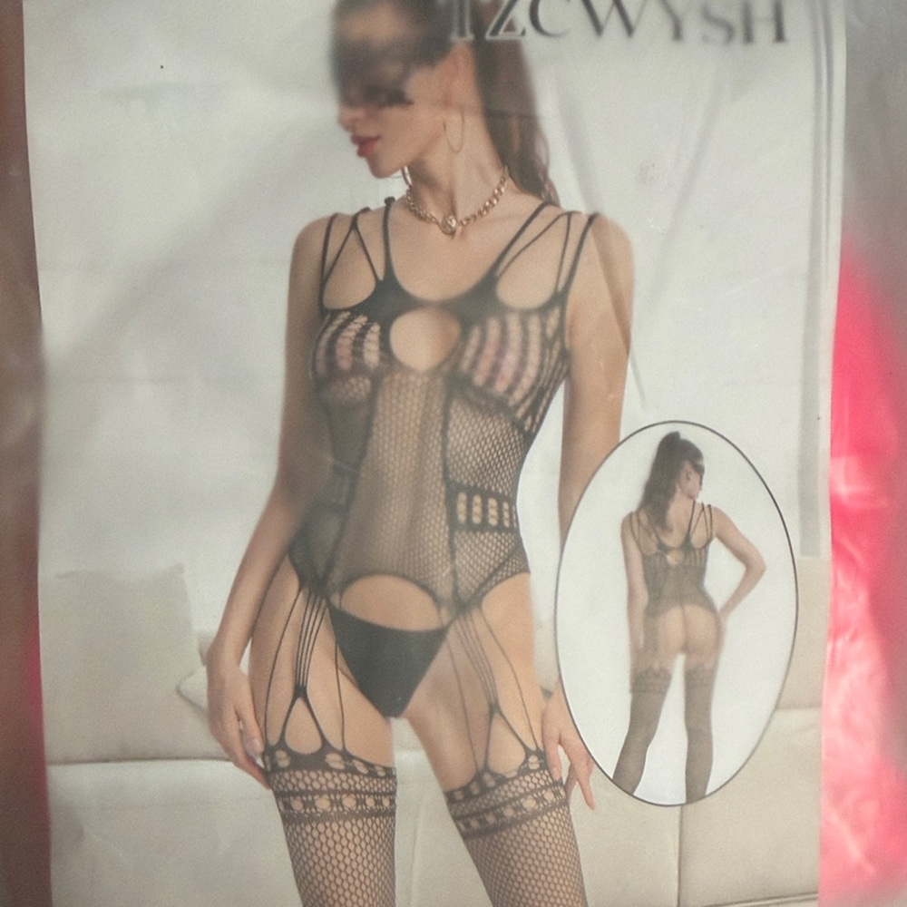 Black Fishnet Bodysuit with Stockings